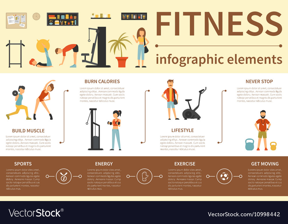 Fitness infographic flat Royalty Free Vector Image