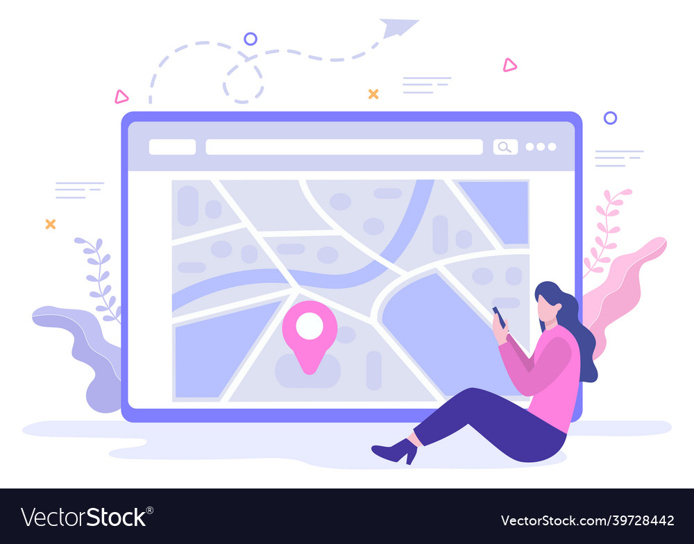 Gps navigation map and compass on location search Vector Image Gps navigation map and compass on location search
