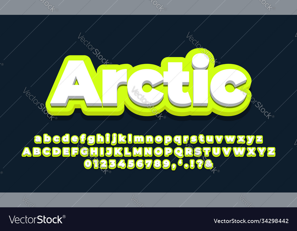 Green bright with white 3d font effect or text