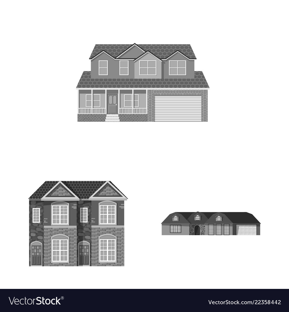 Isolated object of building and front symbol set