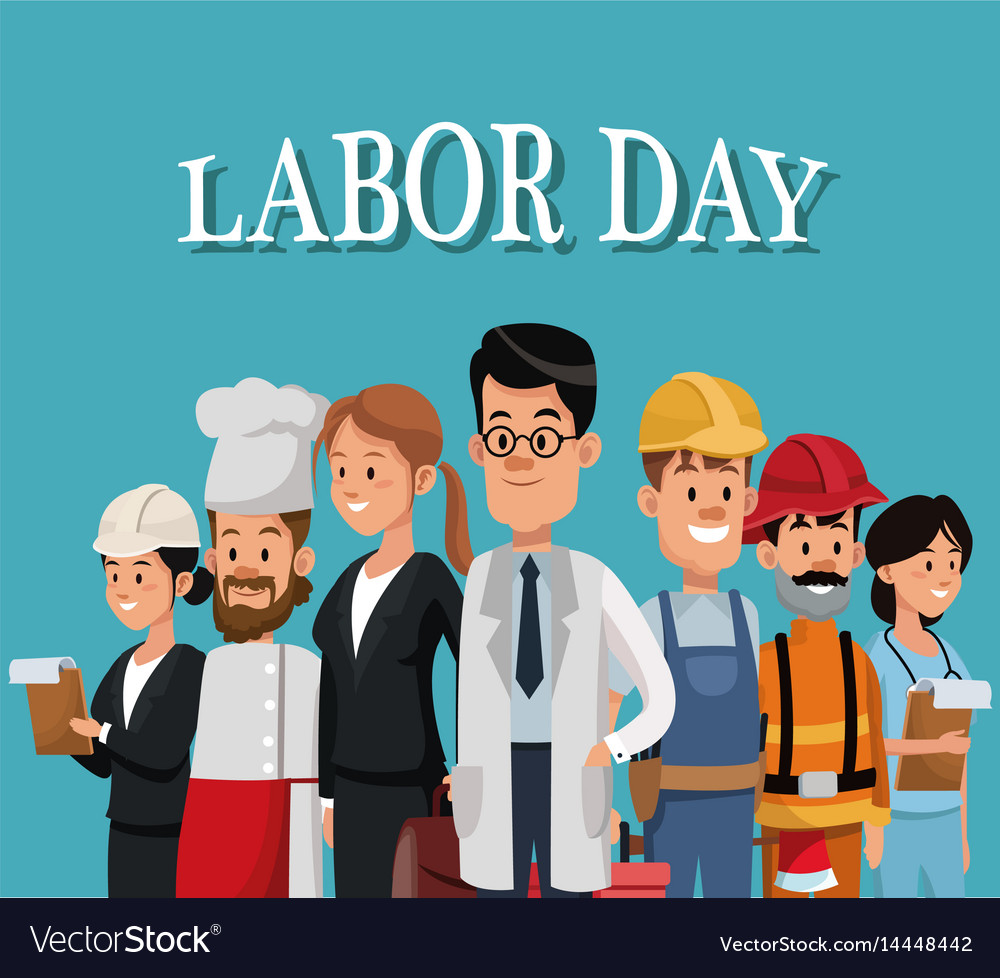 Labor day card with people occupation difference Vector Image