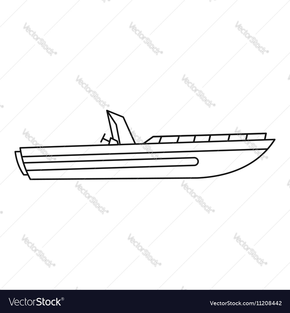 Fishing Motor Boat Icon, Outline Style Stock Vector - Illustration