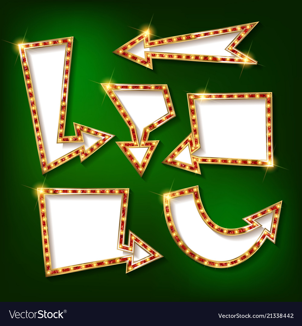 Neon glowing arrow pointer set vector image Neon glowing arrow pointer set