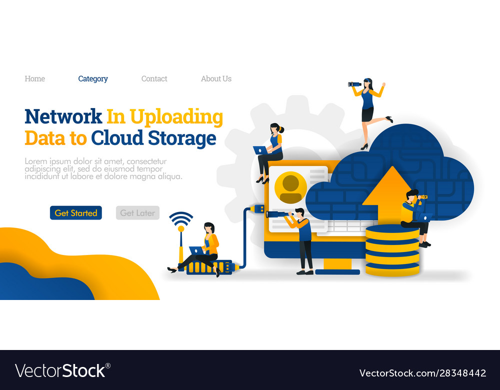Network in uploading data to cloud storage upload Vector Image