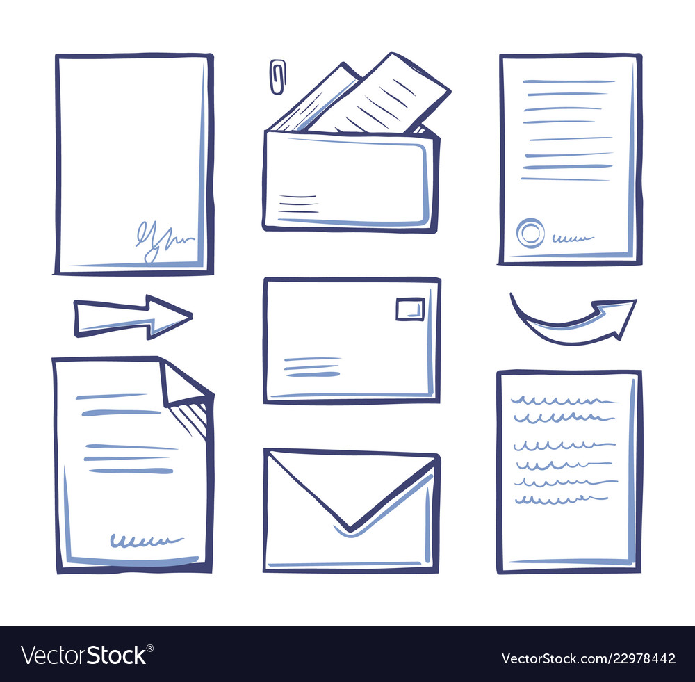 Office papers and documentation in envelope vector image Office papers and documentation in envelope