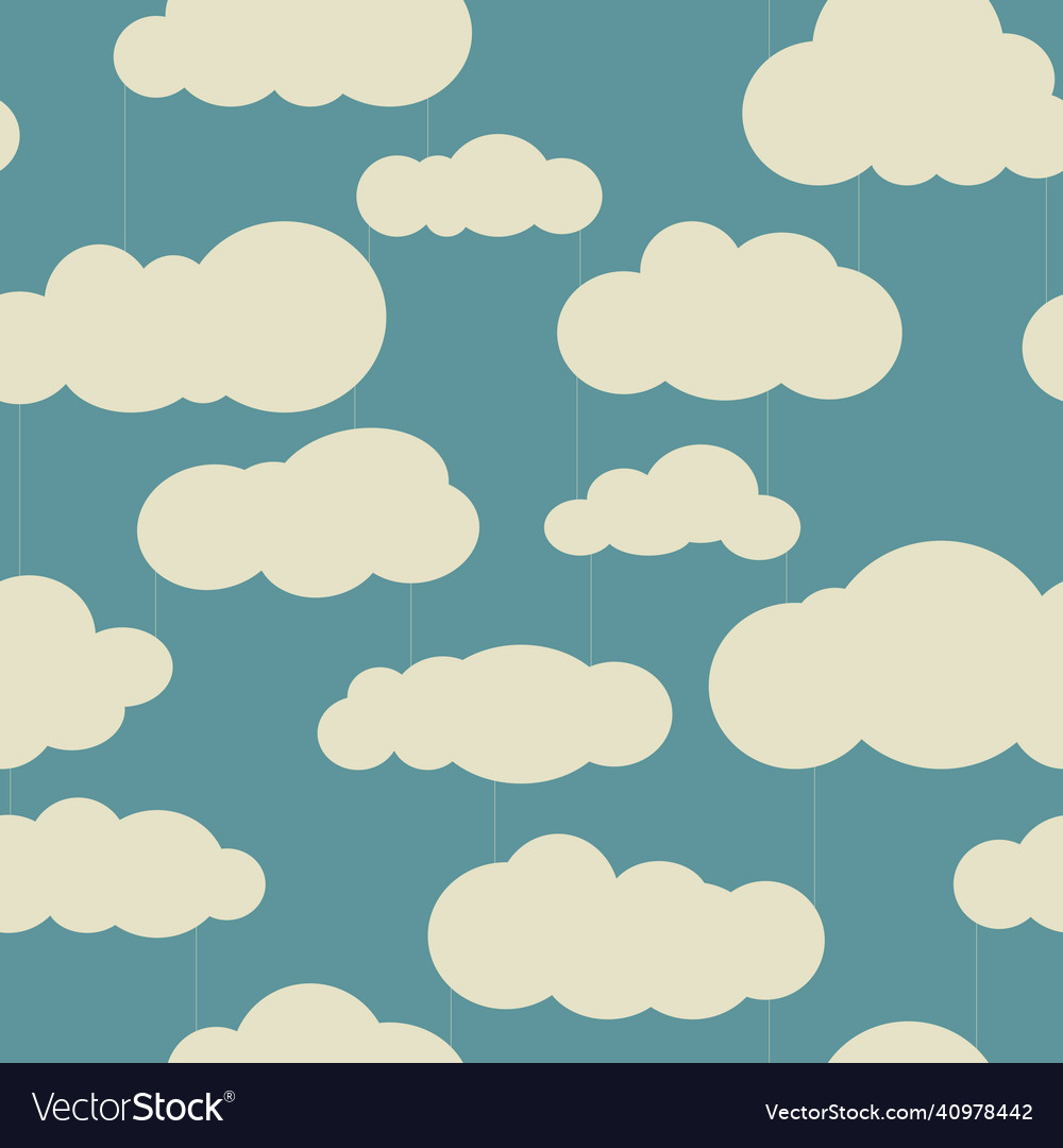 Seamless square pattern with clouds and rain vector image Seamless square pattern with clouds and rain