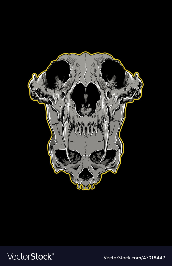 Skull with wolf