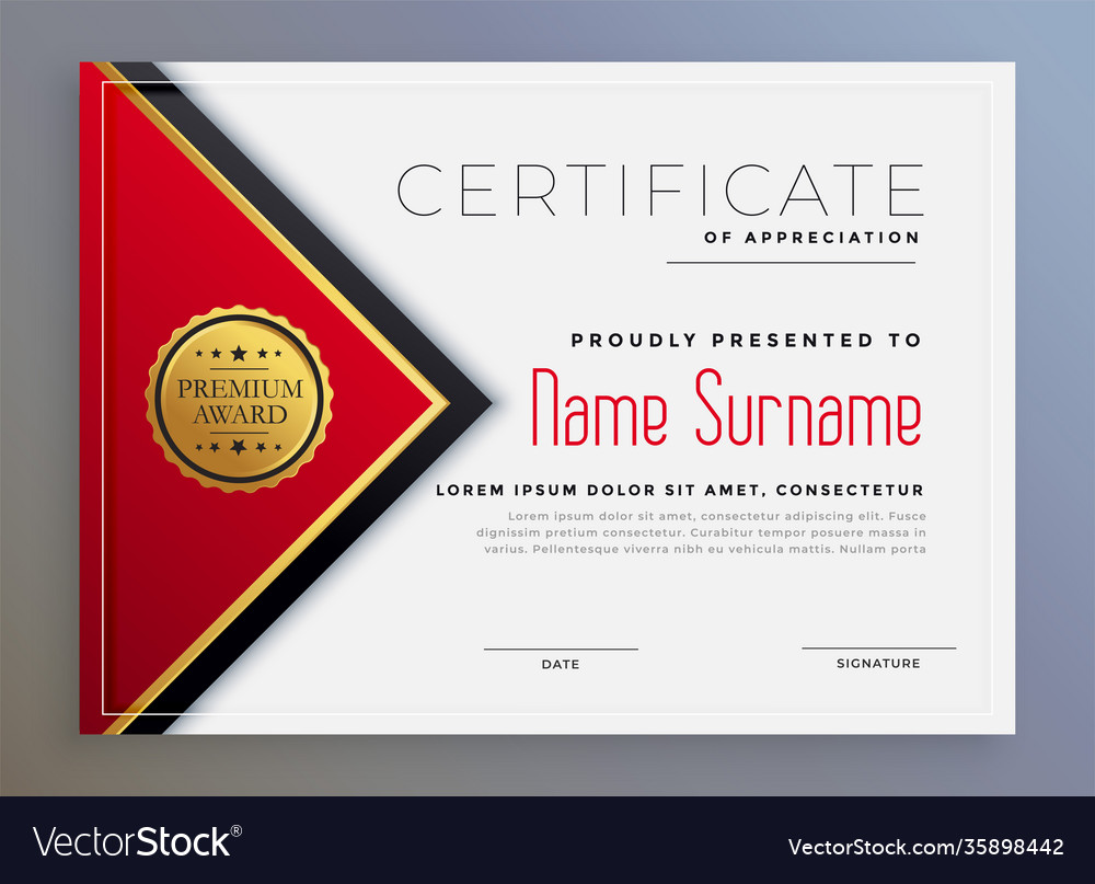 Stylish Red Geometric Modern Certificate Template Vector Image