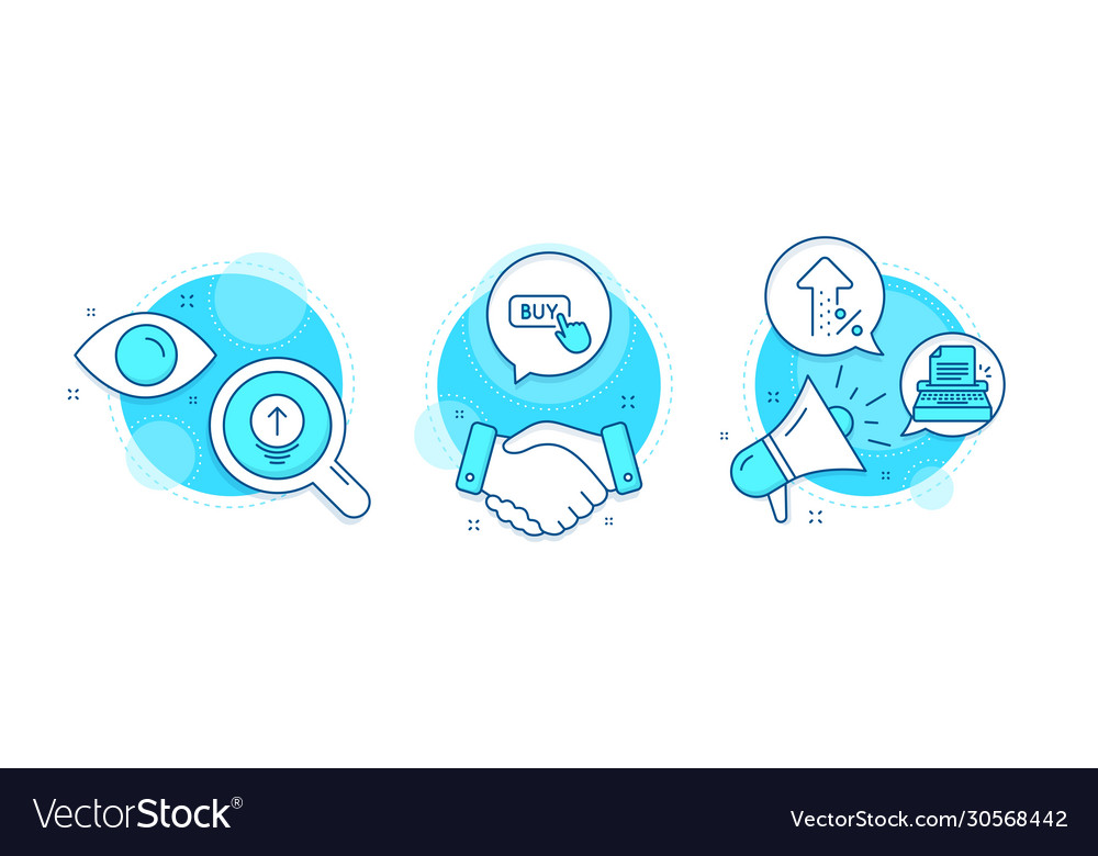 Typewriter swipe up and buy button icons set vector image Typewriter swipe up and buy button icons set