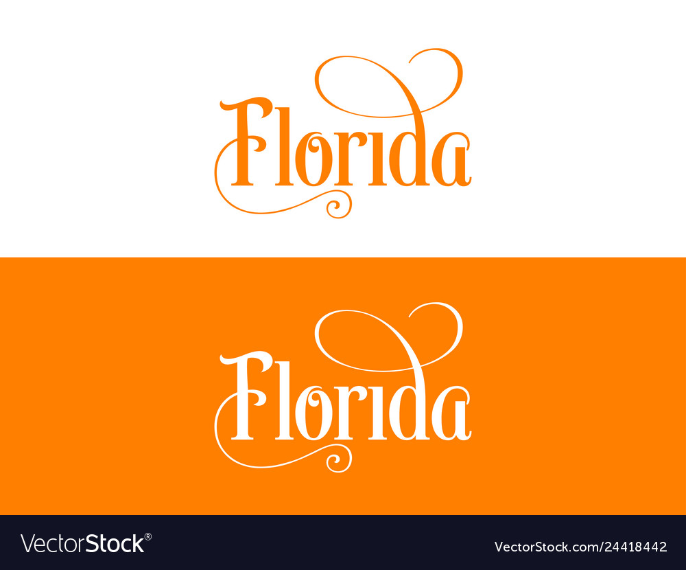 Typography of the usa florida states handwritten