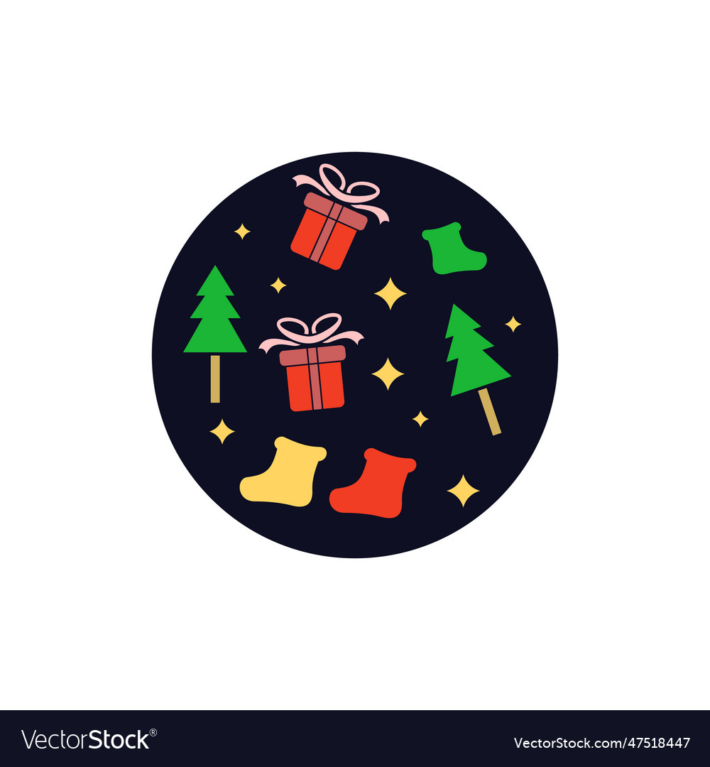 A merry christmas decoration in circle logo