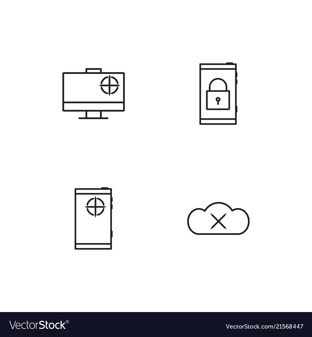 Cyber security linear icons set simple outline