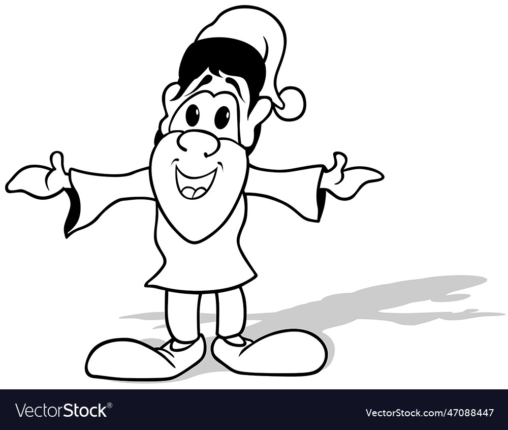 Drawing of a dwarf with open arms