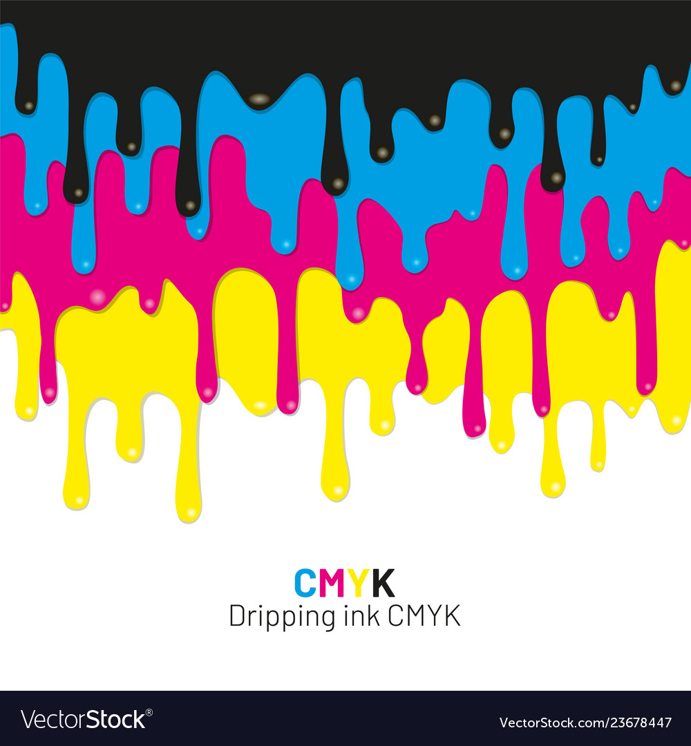 Dripping ink cmyk stain liquid ink Royalty Free Vector Image