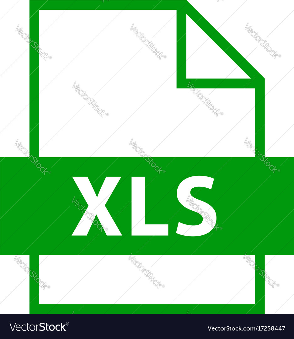 File name extension xls type Royalty Free Vector Image