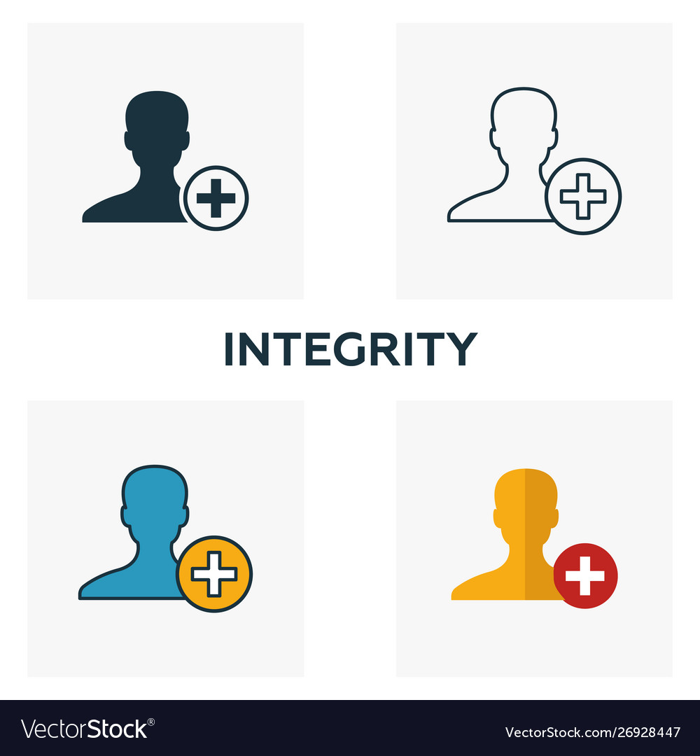 Integrity icon set four elements in different vector image Integrity icon set four elements in different