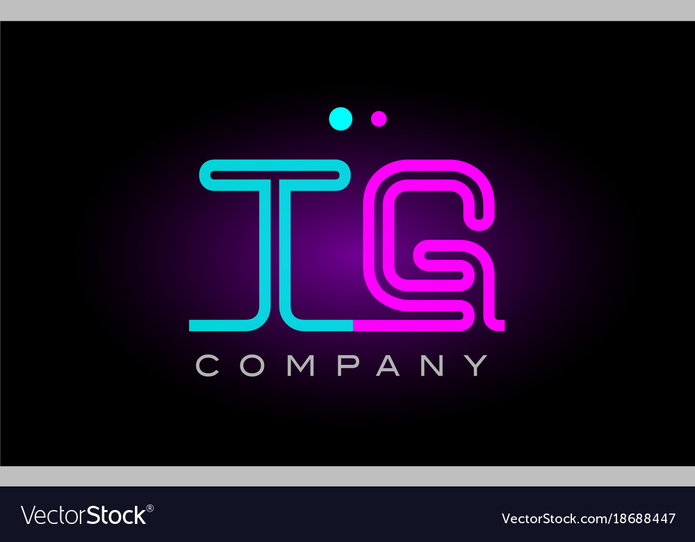 Neon lights alphabet tg t g letter logo icon