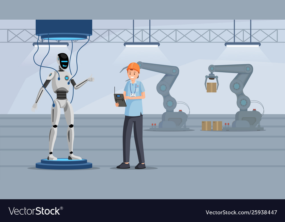 Robot testing process flat vector image Robot testing process flat
