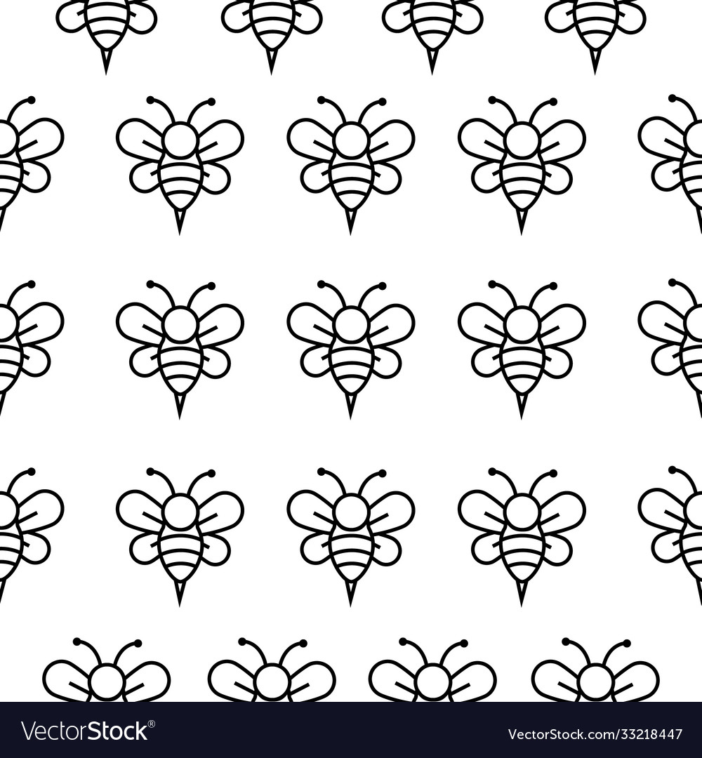 Seamless pattern thin animal bee isolated Vector Image