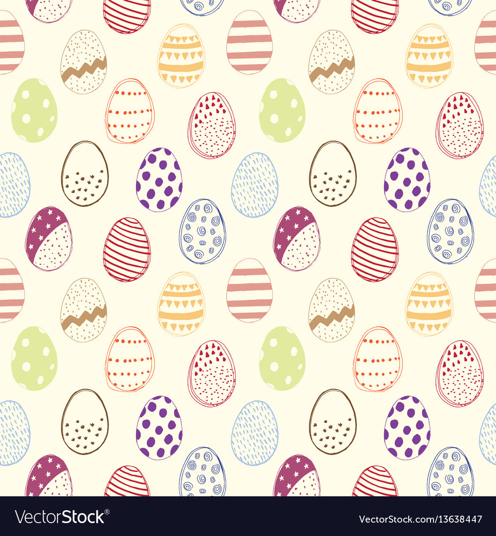 Seamless pattern with easter eggs color vector image Seamless pattern with easter eggs color