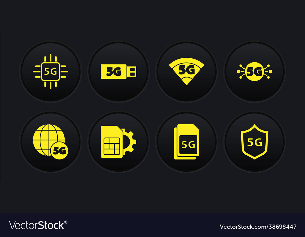 Set 5g network sim card setting modem Vector Image Set 5g network sim card setting modem