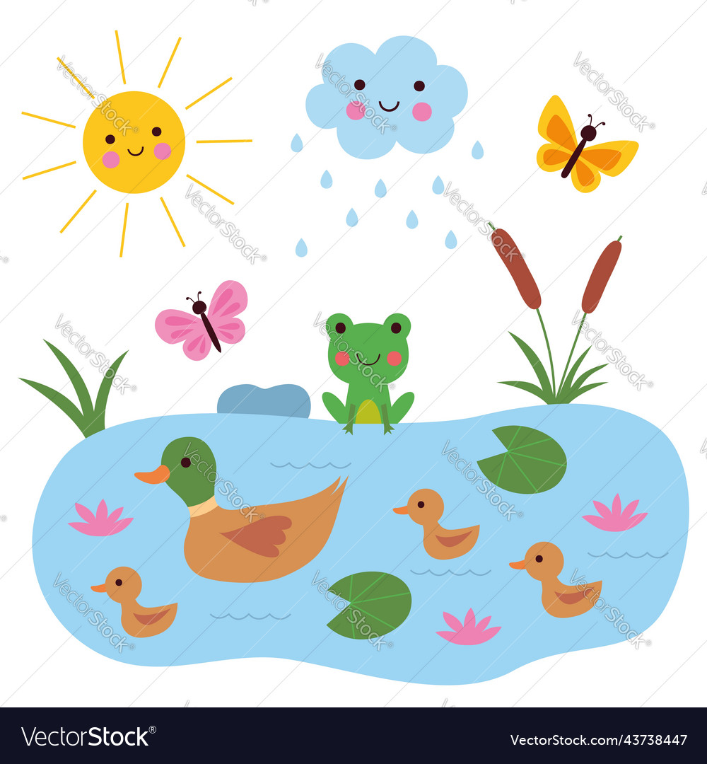 Summer Pond Royalty Free Vector Image - Vectorstock