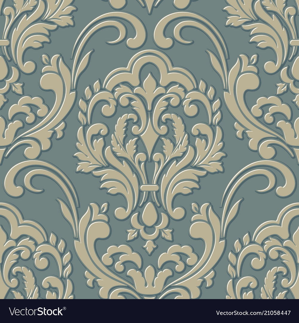 Volumetric damask seamless pattern element vector image Volumetric damask seamless pattern element
