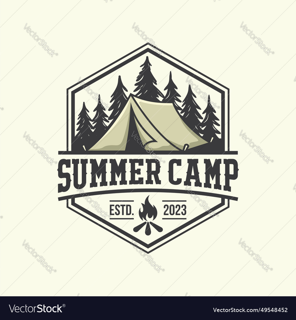 Camping outdoor adventure template tent camp Vector Image