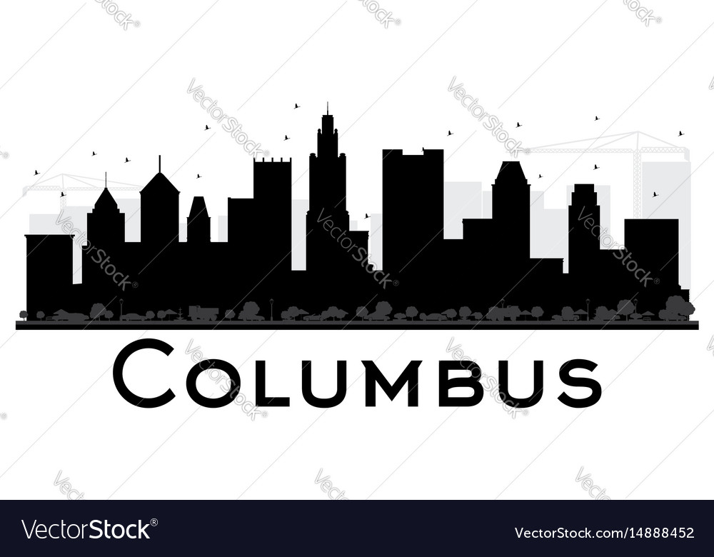 Columbus city skyline black and white silhouette Vector Image