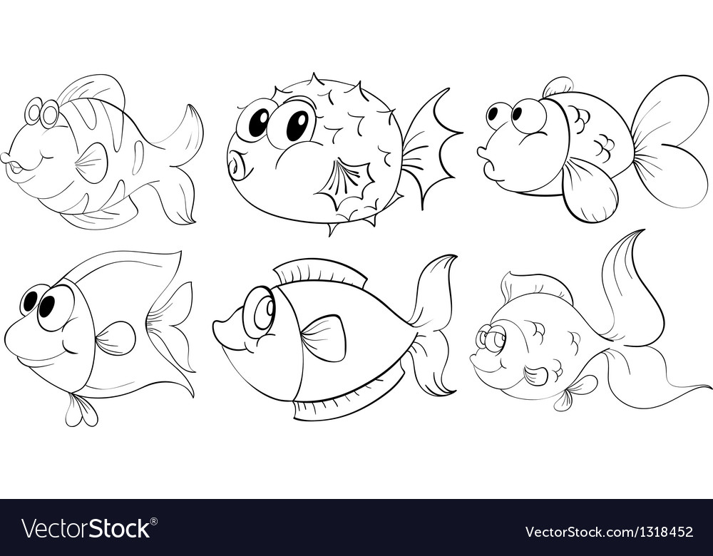 Different doodle design of fishes