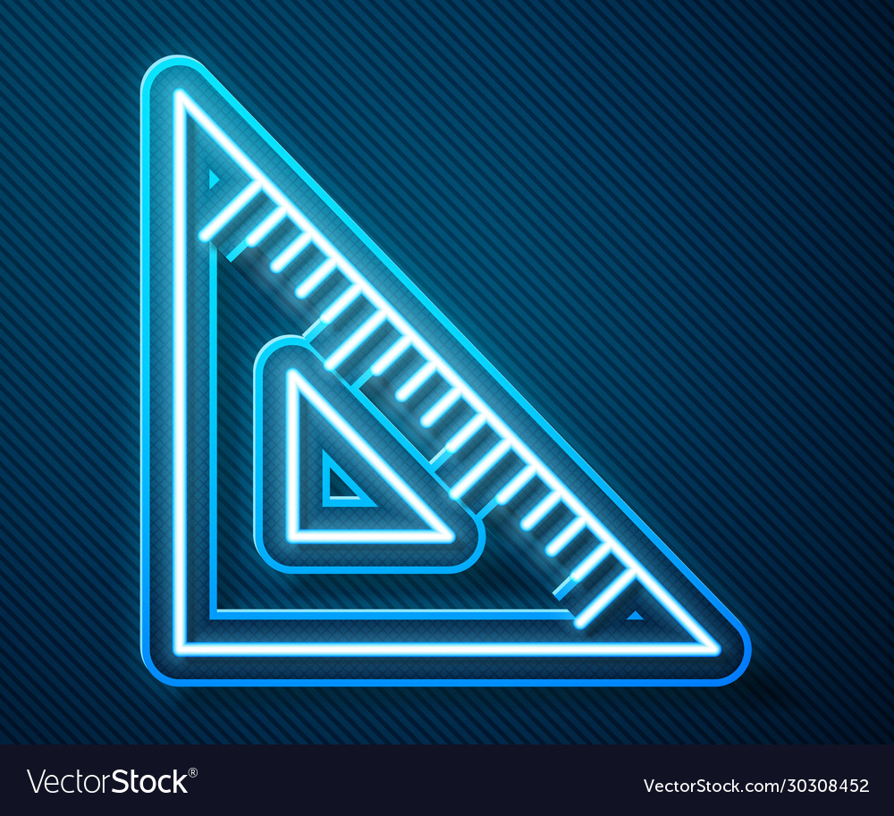 Glowing neon line triangular ruler icon isolated vector image Glowing neon line triangular ruler icon isolated