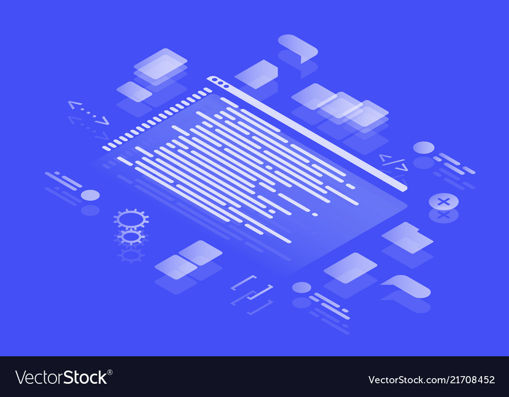 Neon Coding Isometric Concept