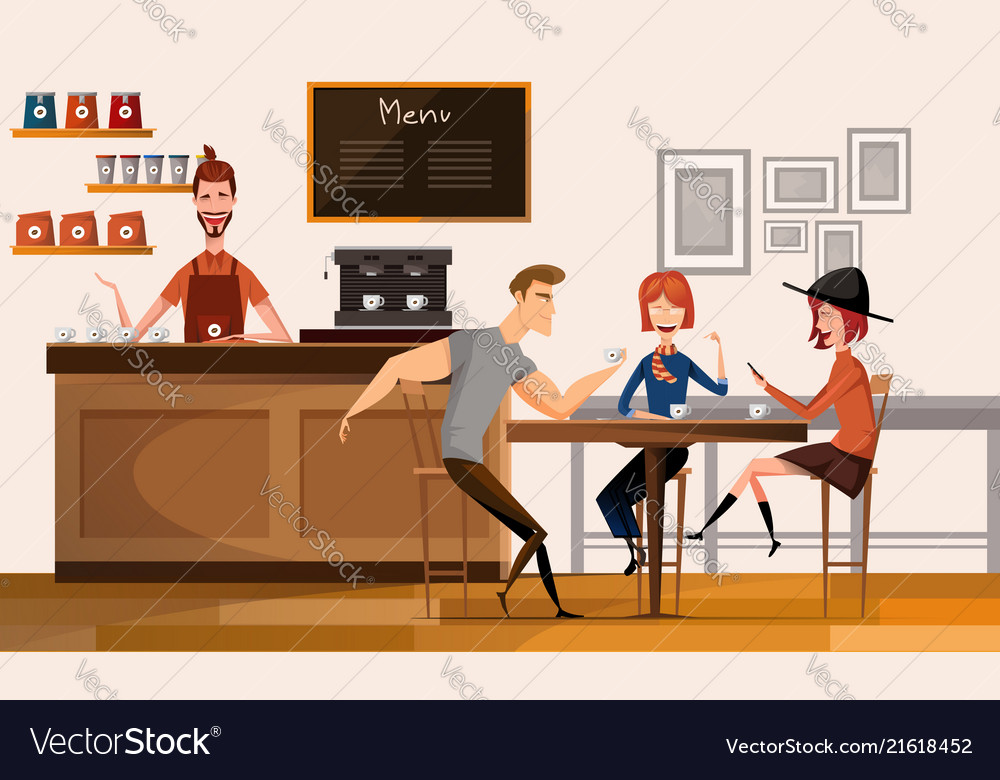 People in modern coffee shop or cafe center Vector Image