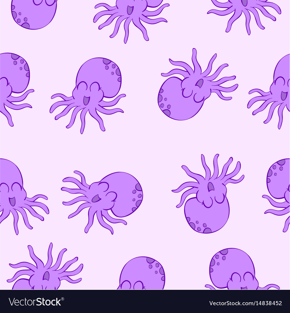 Purple octopus pattern style collection Royalty Free Vector