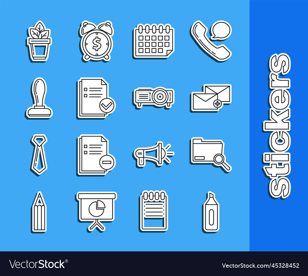 Set line marker pen search concept with folder vector image Set line marker pen search concept with folder