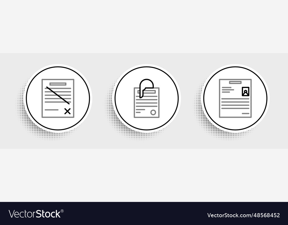 Set line personal document delete file vector image Set line personal document delete file