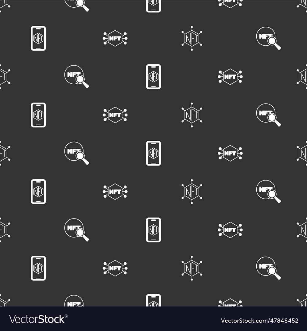 Set nft blockchain technology search mobile vector image Set nft blockchain technology search mobile