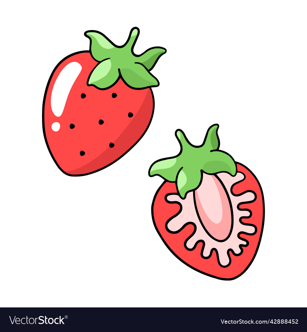Strawberry design element in the style