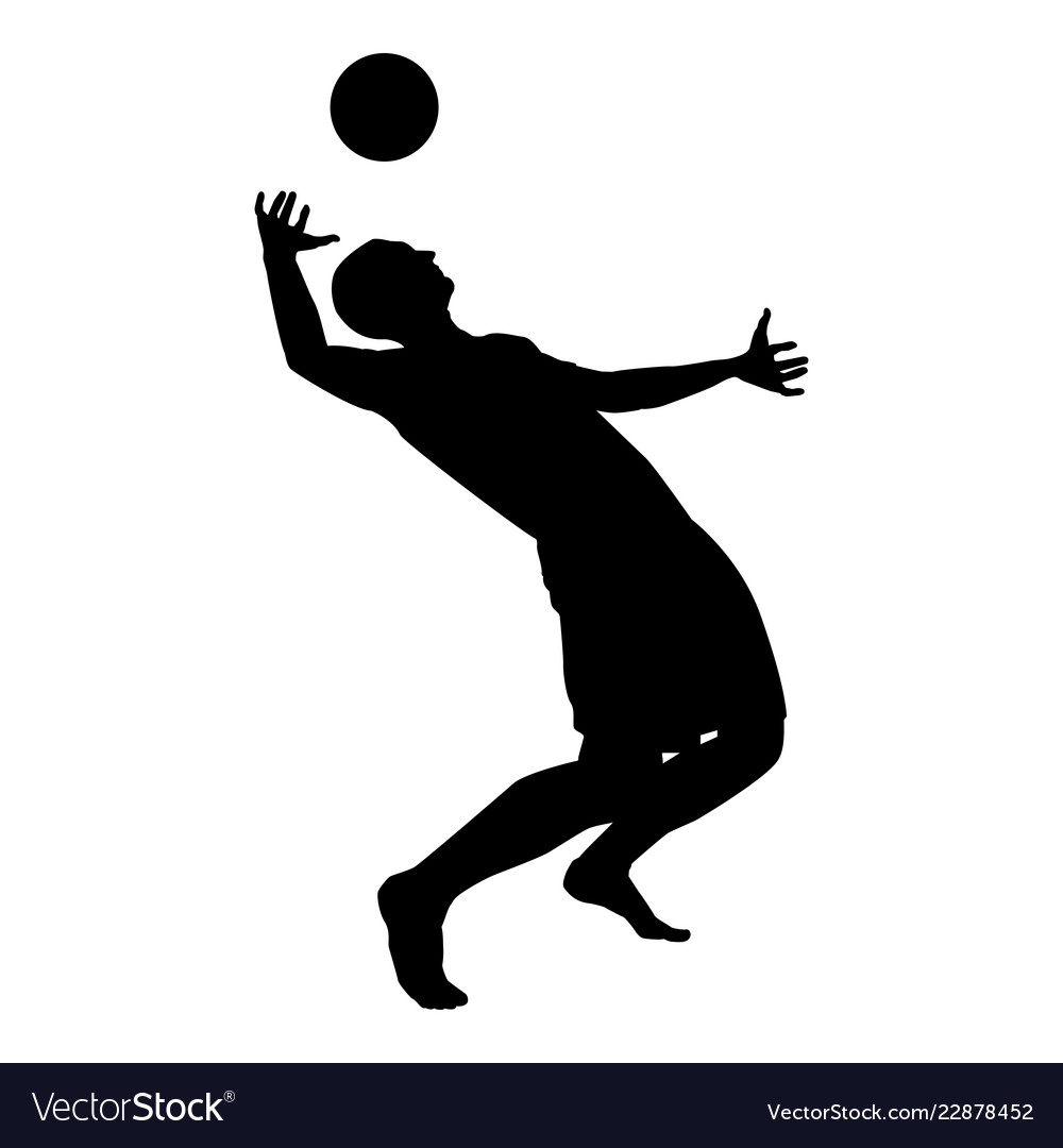 Volleyball Player Hits The Ball With Top Vector Image