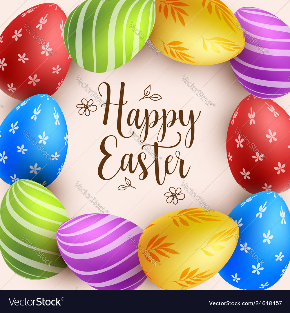 Background with multicolored easter eggs