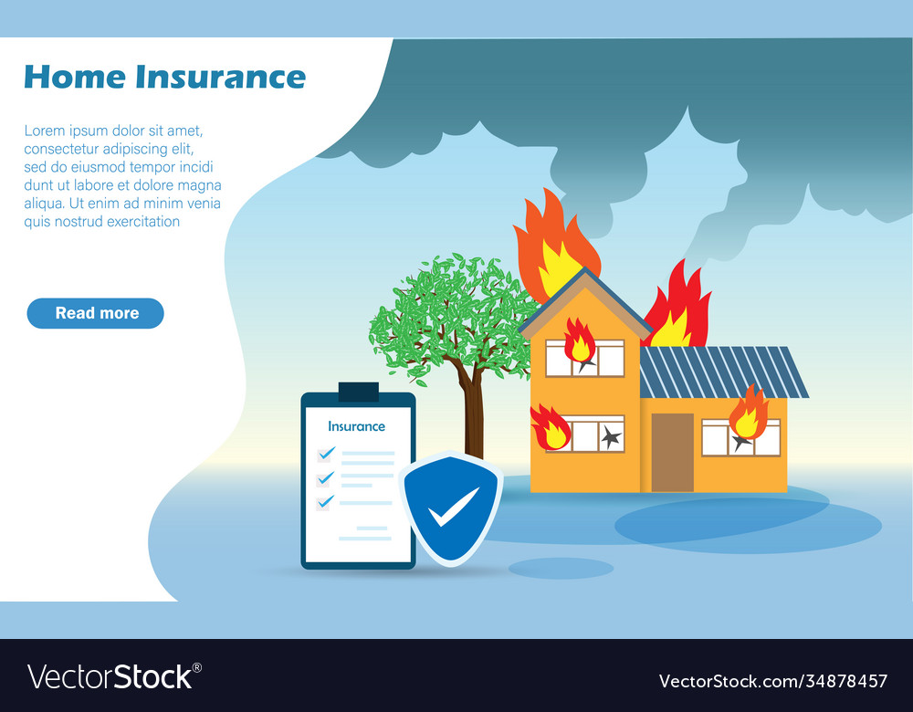 Burning house on fire with insurance protection vector image Burning house on fire with insurance protection