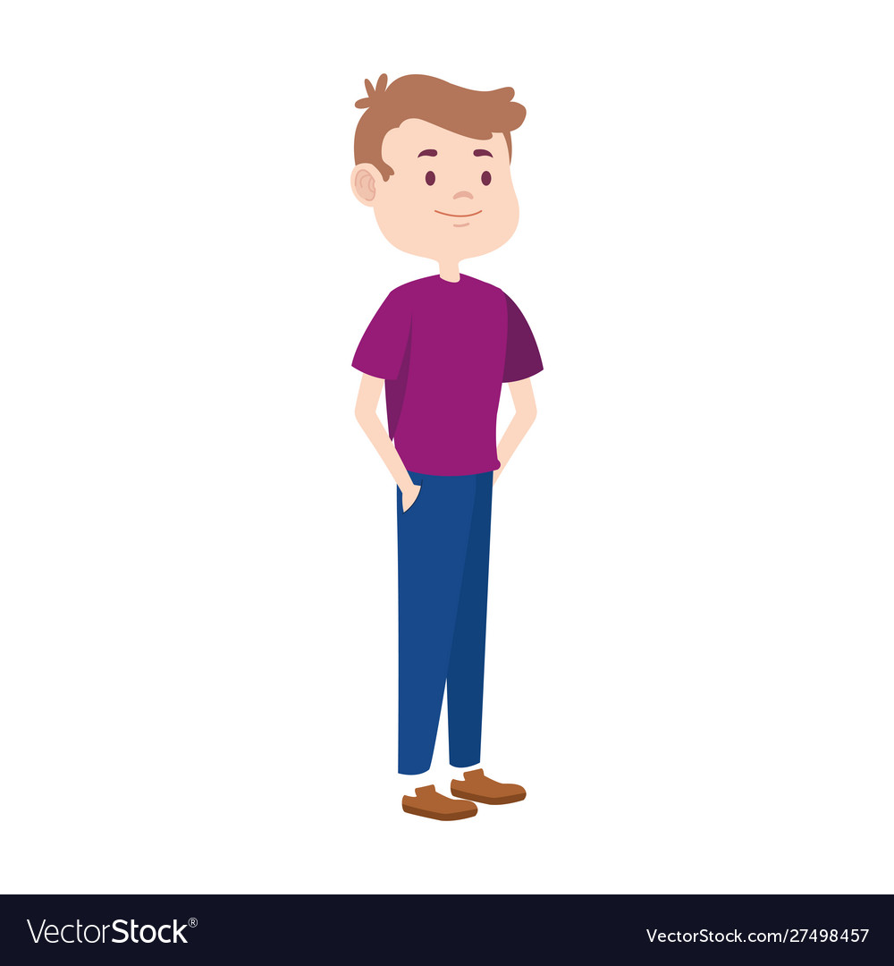 Cartoon happy teen boy standing icon