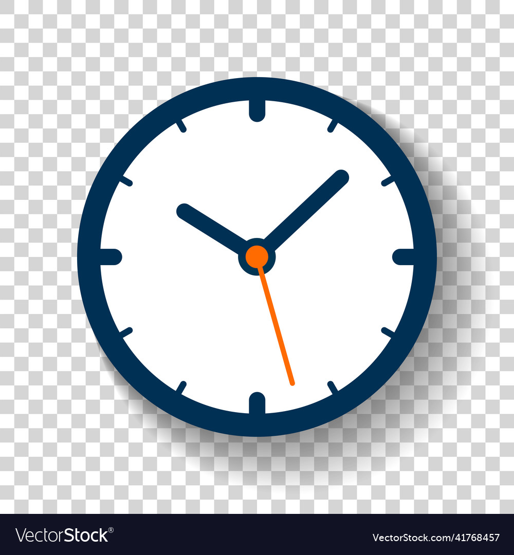 Clock icon in flat style timer on transparent vector image Clock icon in flat style timer on transparent