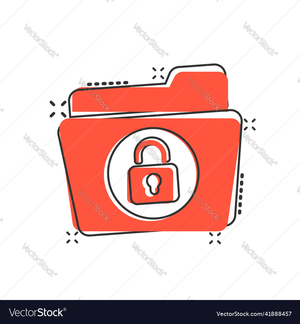 Files folder permission icon in comic style vector image Files folder permission icon in comic style