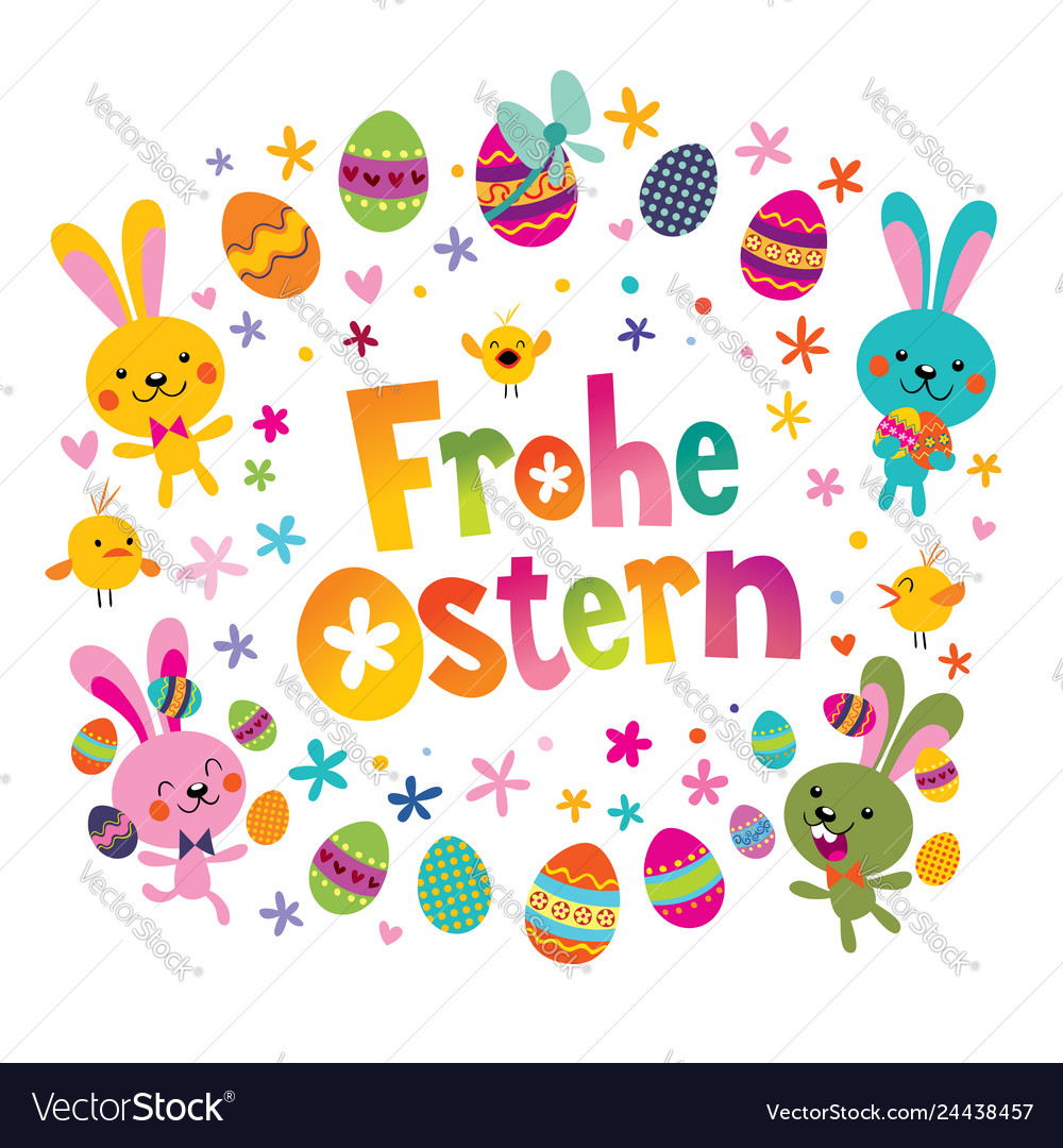 Frohe ostern happy easter in german Royalty Free Vector