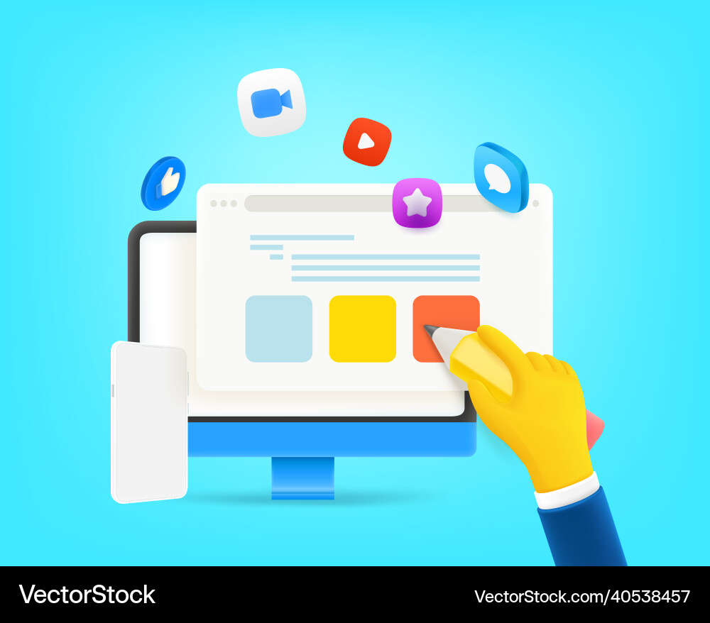 Internet creative concept 3d style Royalty Free Vector Image