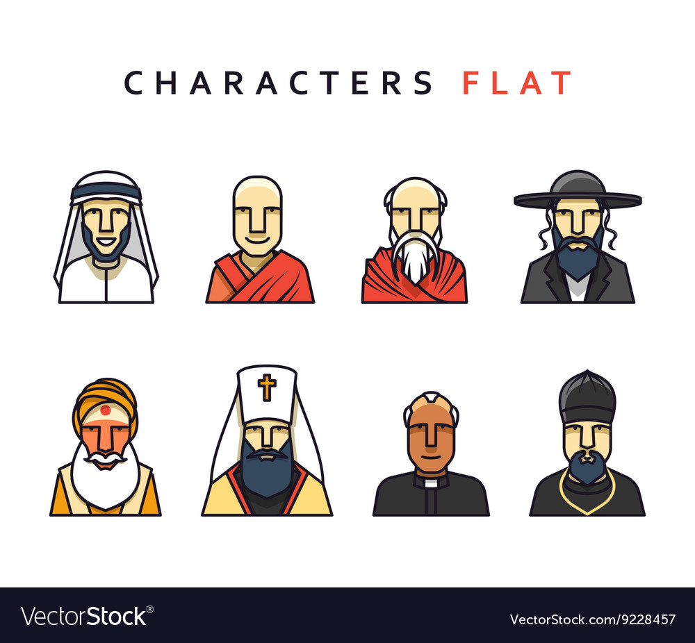 Isolated characters in flat style