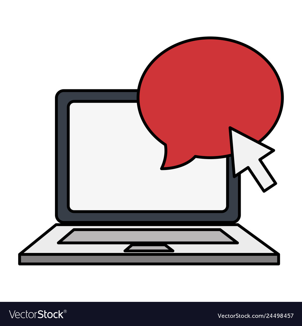 Laptop computer with speech bubble vector image Laptop computer with speech bubble