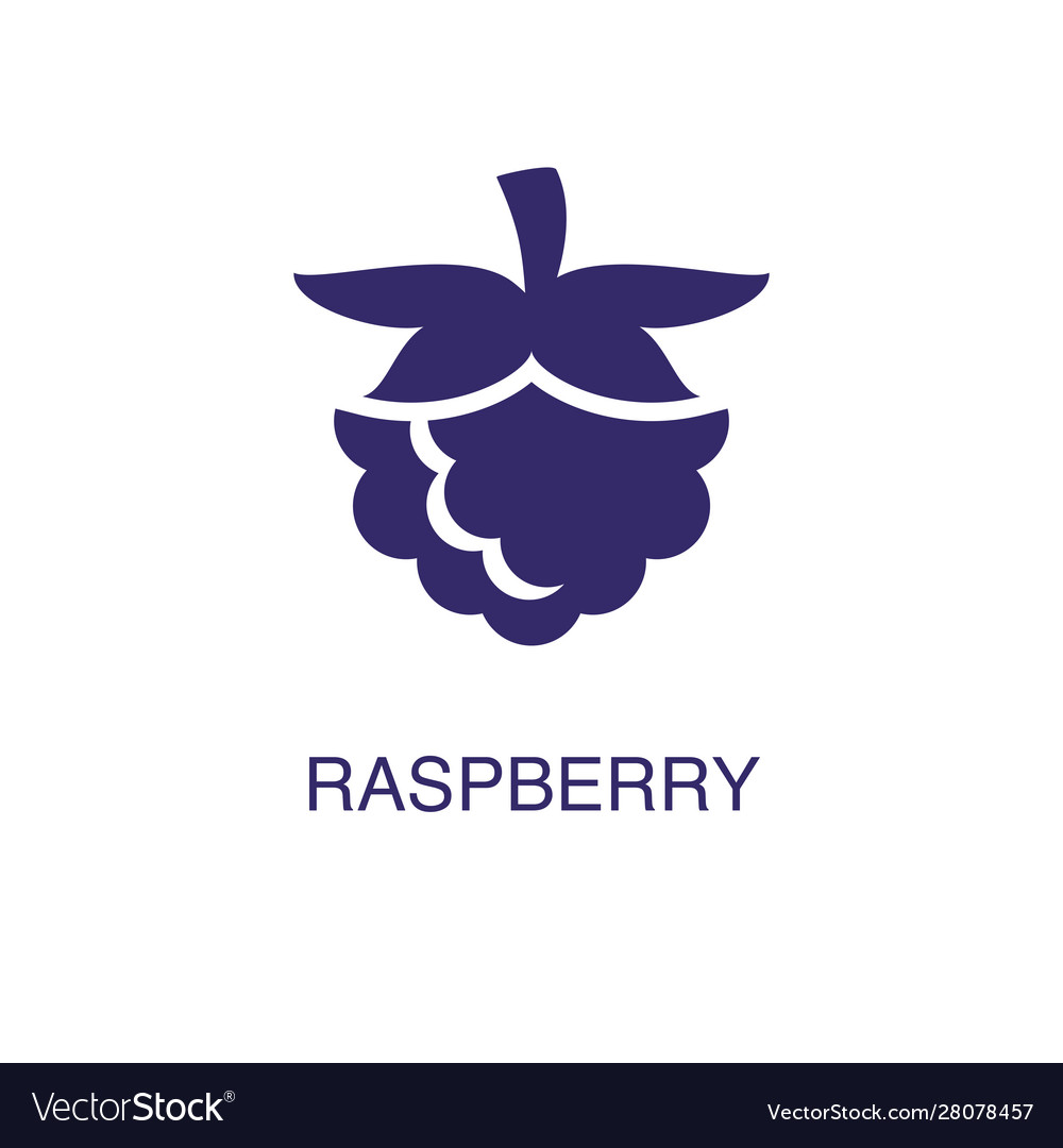 Raspberry element in flat simple style on white