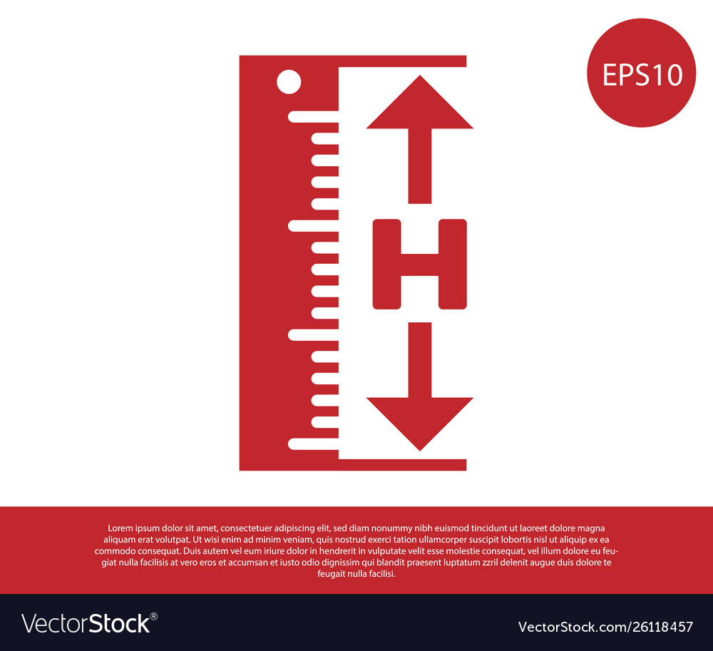 Red the measuring height and length icon isolated vector image Red the measuring height and length icon isolated